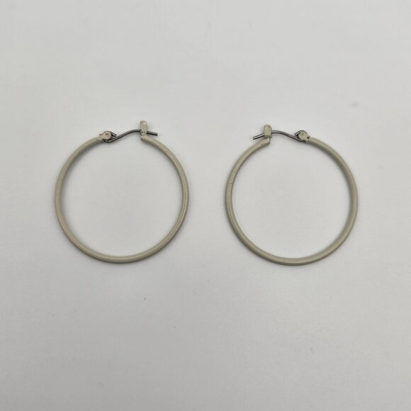 unbranded Jewelry - Women's Cream White Medium Sized Flip Post Hoop Earrings